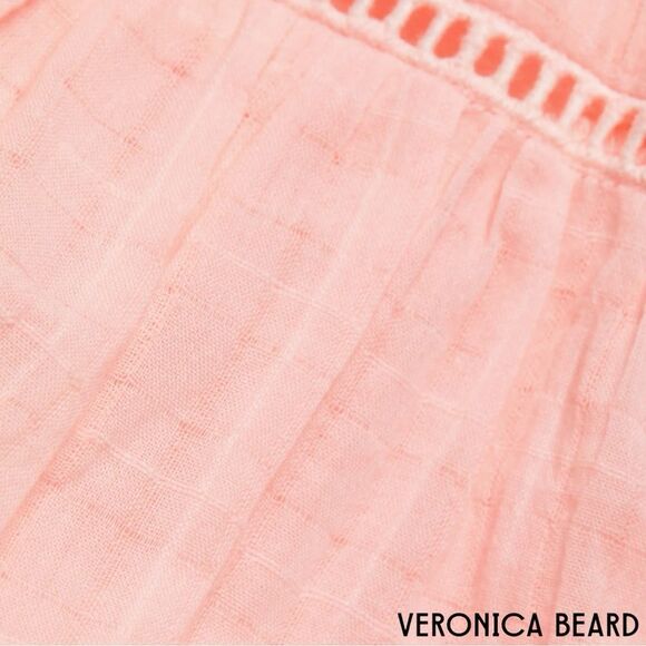 Veronica Beard **NWT** Dewey Tiered Cotton Button-Up Tie Waist Dress Pink Haze - Picture 2 of 11
